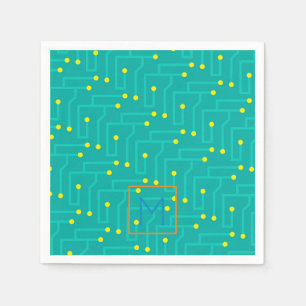 Computer Circuit Board INITIAL Modern Colorful Napkins