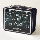 Computer Circuit Board Kids Custom Name School Metal Lunch Box