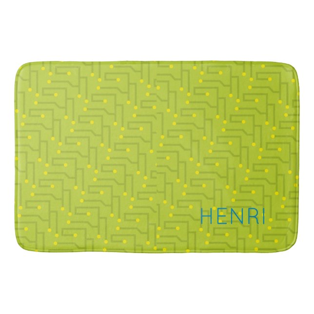 Computer Circuit Board Kids NAME Modern Colorful Bath Mat (Front)