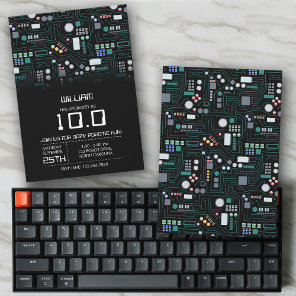 Computer Circuit Board Kids Robotic Birthday Party Invitation