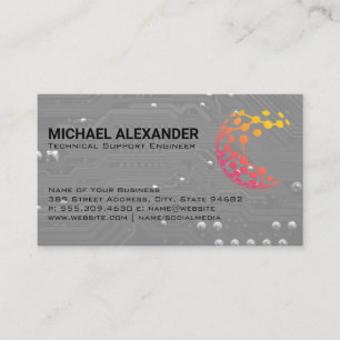 Computer Circuit Board   Modern Tech Logo Business Card