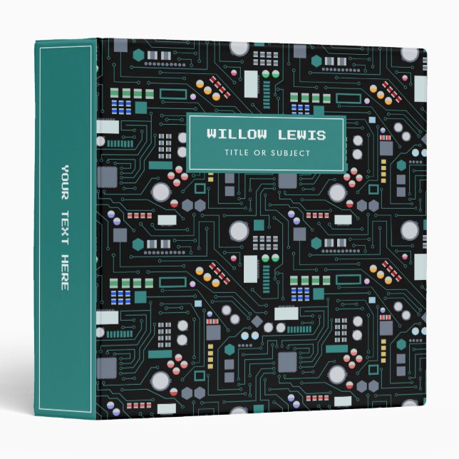 Computer Circuit Board Pattern 3 Ring Binder (Front/Spine)