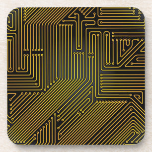 Computer circuit board pattern beverage coaster