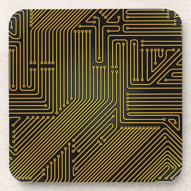 Computer circuit board pattern beverage coaster (Front)