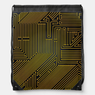 Computer circuit board pattern drawstring bag