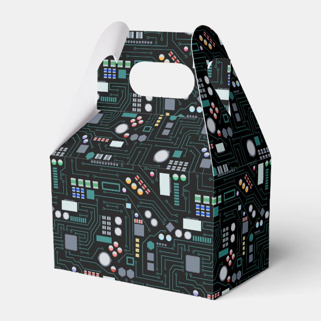 Computer Circuit Board Pattern  Favor Boxes (Front Side)
