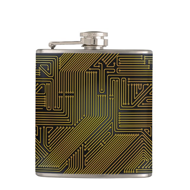 Computer circuit board pattern flask (Front)