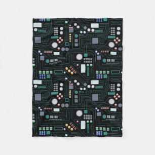 Computer Circuit Board Pattern  Fleece Blanket