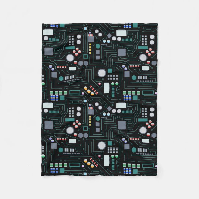Computer Circuit Board Pattern  Fleece Blanket (Front)