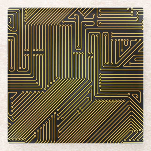 Computer circuit board pattern glass coaster (Front)
