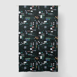 Computer Circuit Board Pattern Office Decor Blackout Curtains