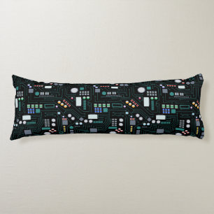 Computer Circuit Board Pattern Office Decor Body Pillow