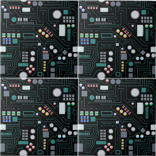 Computer Circuit Board Pattern Office Decor Ceramic Tile
