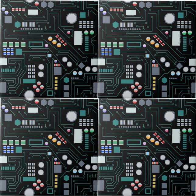 Computer Circuit Board Pattern Office Decor Ceramic Tile (Computer Circuit Board Pattern Office Decor Ceramic Tile)