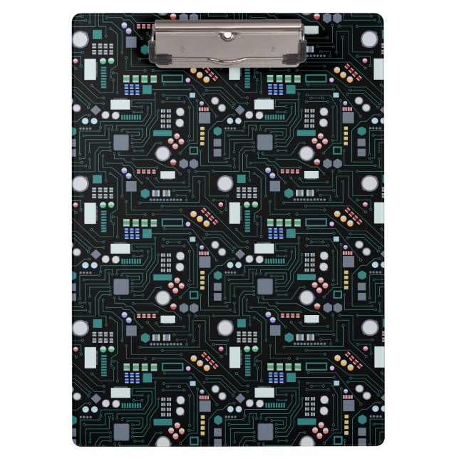 Computer Circuit Board Pattern Office Decor Clipboard (Front)