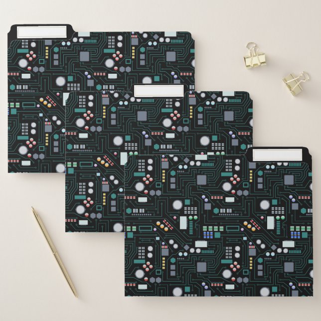 Computer Circuit Board Pattern Office Decor File Folder (Set)