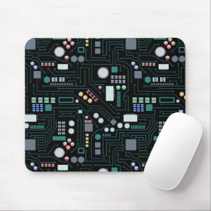 Computer Circuit Board Pattern Office Decor Mouse Pad