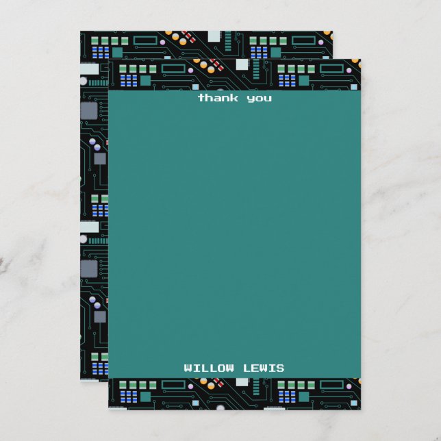 Computer Circuit Board Pattern Office Decor Thank You Card (Front/Back)