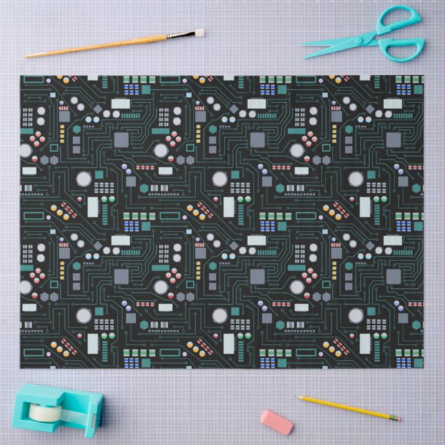 Computer Circuit Board Pattern Office Decor Tissue Paper (Craft)