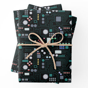Computer Circuit Board Pattern Office Decor Wrapping Paper Sheets