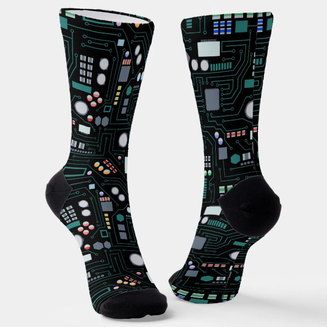 Computer Circuit Board Pattern  Socks (Angled)