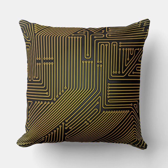 Computer circuit board pattern throw pillow (Front)