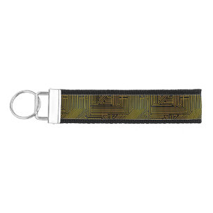 Computer circuit board pattern wrist keychain