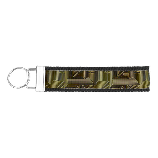 Computer circuit board pattern wrist keychain (Keys on Left)