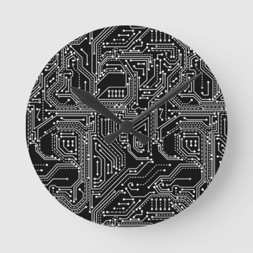 Computer Circuit Board Round Wall Clock