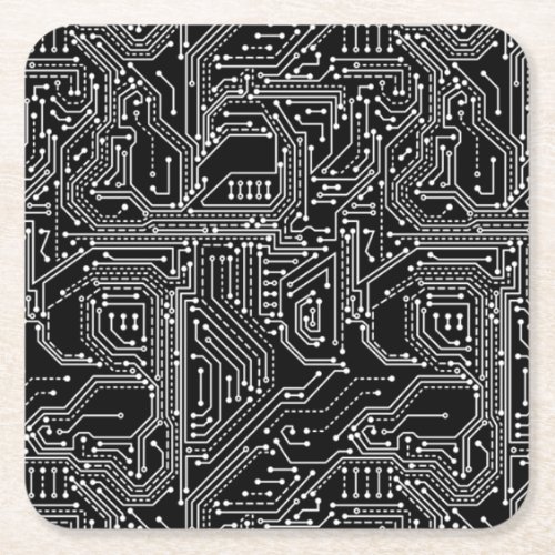 Computer Circuit Board Square Paper Coaster