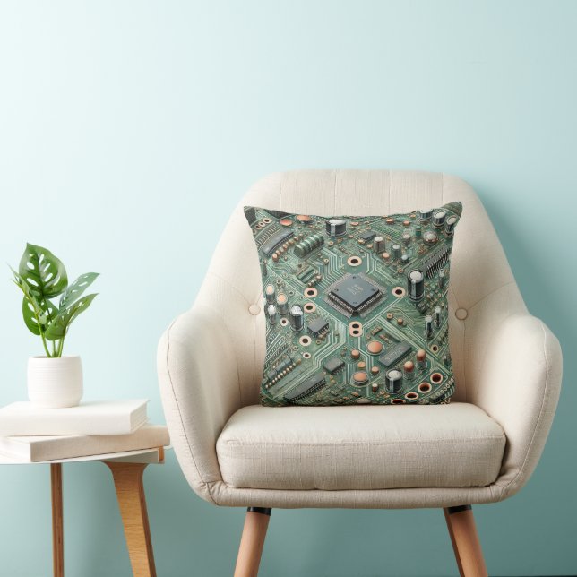 Computer Circuit Board Throw Pillow (Chair)