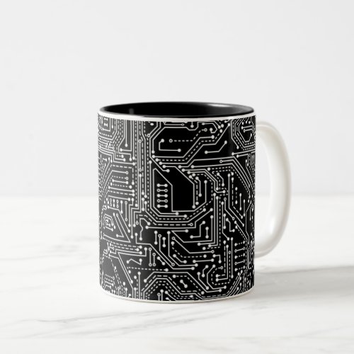 Computer Circuit Board Two_Tone Coffee Mug