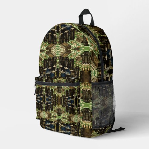 Computer Circuits Mirrored Pattern Printed Backpack