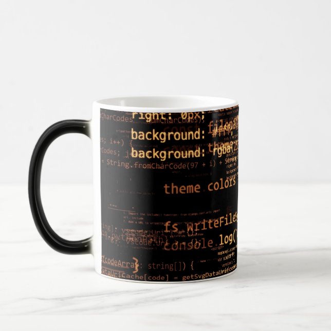 Computer code color morph mug  (Left)