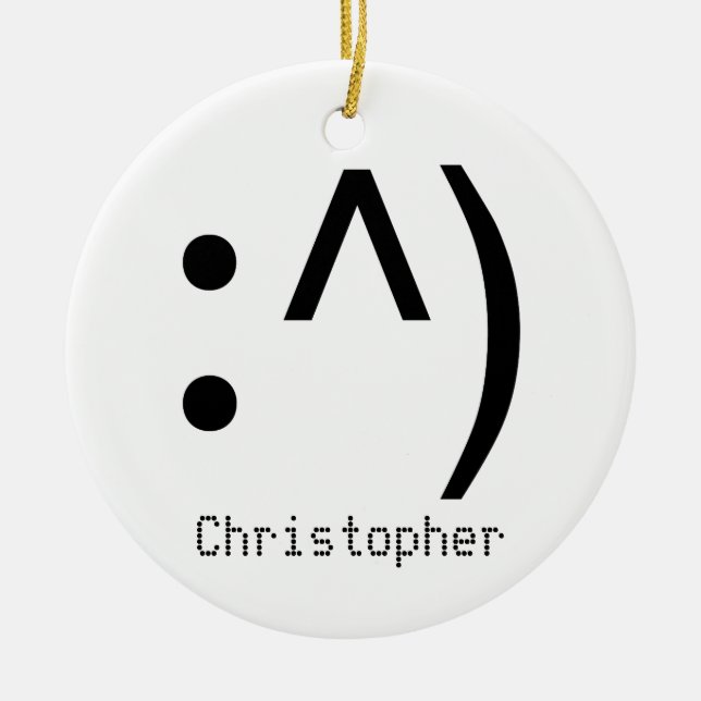 Computer Code Face Named Ceramic Ornament (Front)
