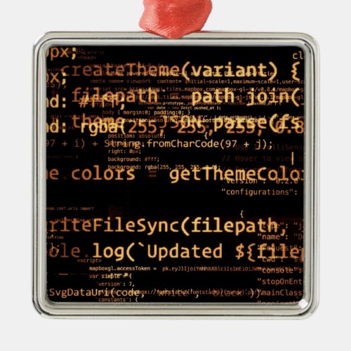 Computer code metal ornament