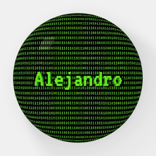 Computer Code _ Vivid Green on Black _ Any Name on Paperweight