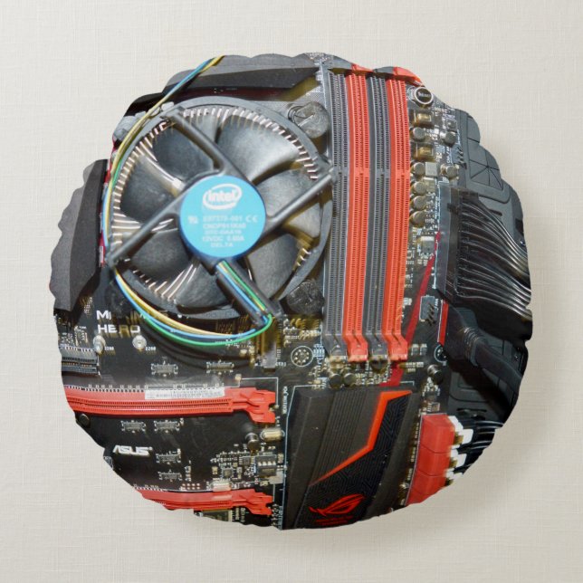 Computer Components Parts, Round Pillow (Front)