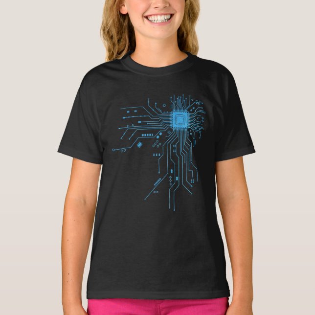Computer CPU Chip PCB Circuit Design Tech Gift T-Shirt (Front)