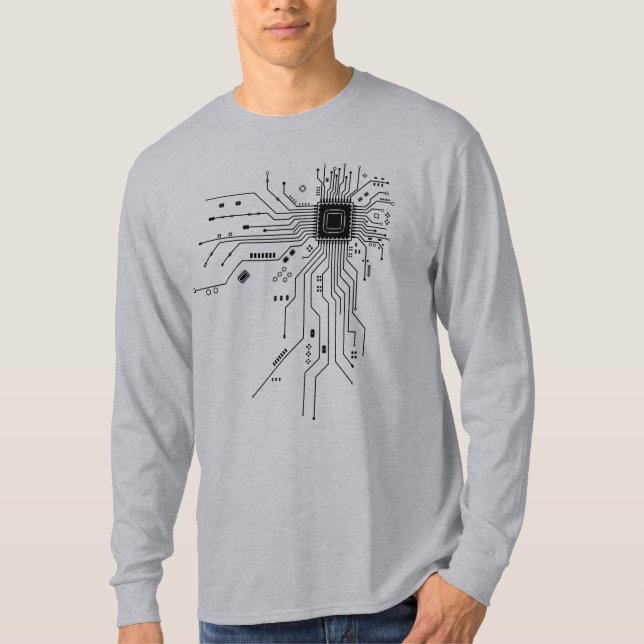 Computer CPU Chip PCB Circuit Design Tech Gift T-Shirt (Front)