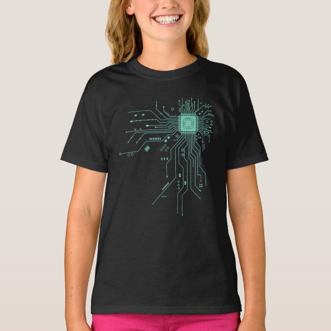 Computer CPU Chip PCB Circuit Design Tech Gift T-Shirt (Front)