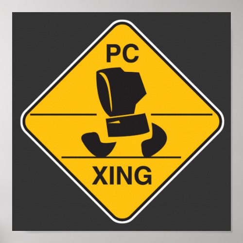 computer crossing xing sign