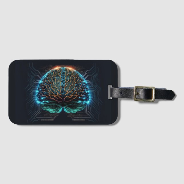 Computer Cyber Brain Luggage Tag (Front Horizontal)