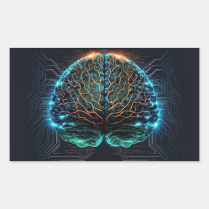 Computer Cyber Brain Stickers