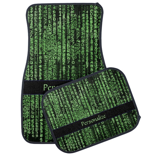 Computer Data Matrix Decorative Personalize Car Floor Mat (Set)