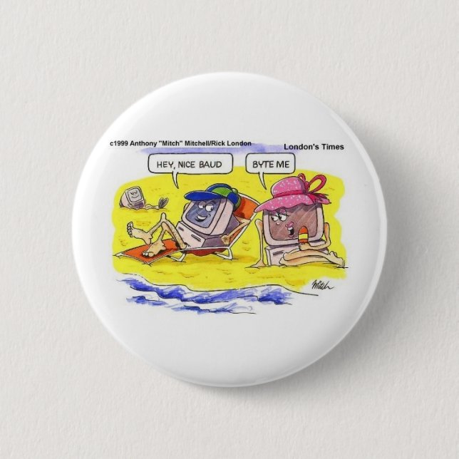 Computer Dating? Funny Gifts Tees & Collectibles Pinback Button (Front)