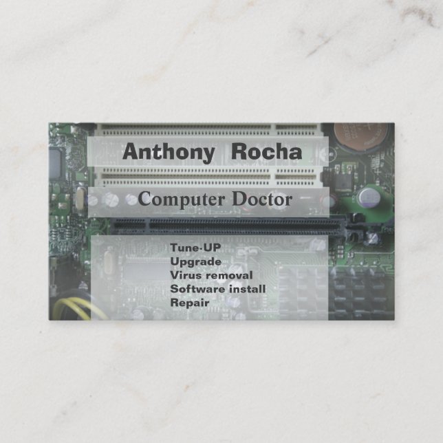 Computer Design with Motherboard Tech Business Card (Front)