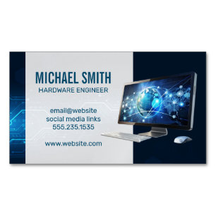 Computer Desktop   Modern Technology Digital Business Card Magnet