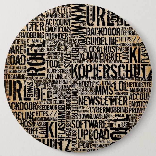 Computer Dictionary - vintage Button (Front)