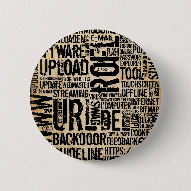 Computer Dictionary - vintage Button (Front)